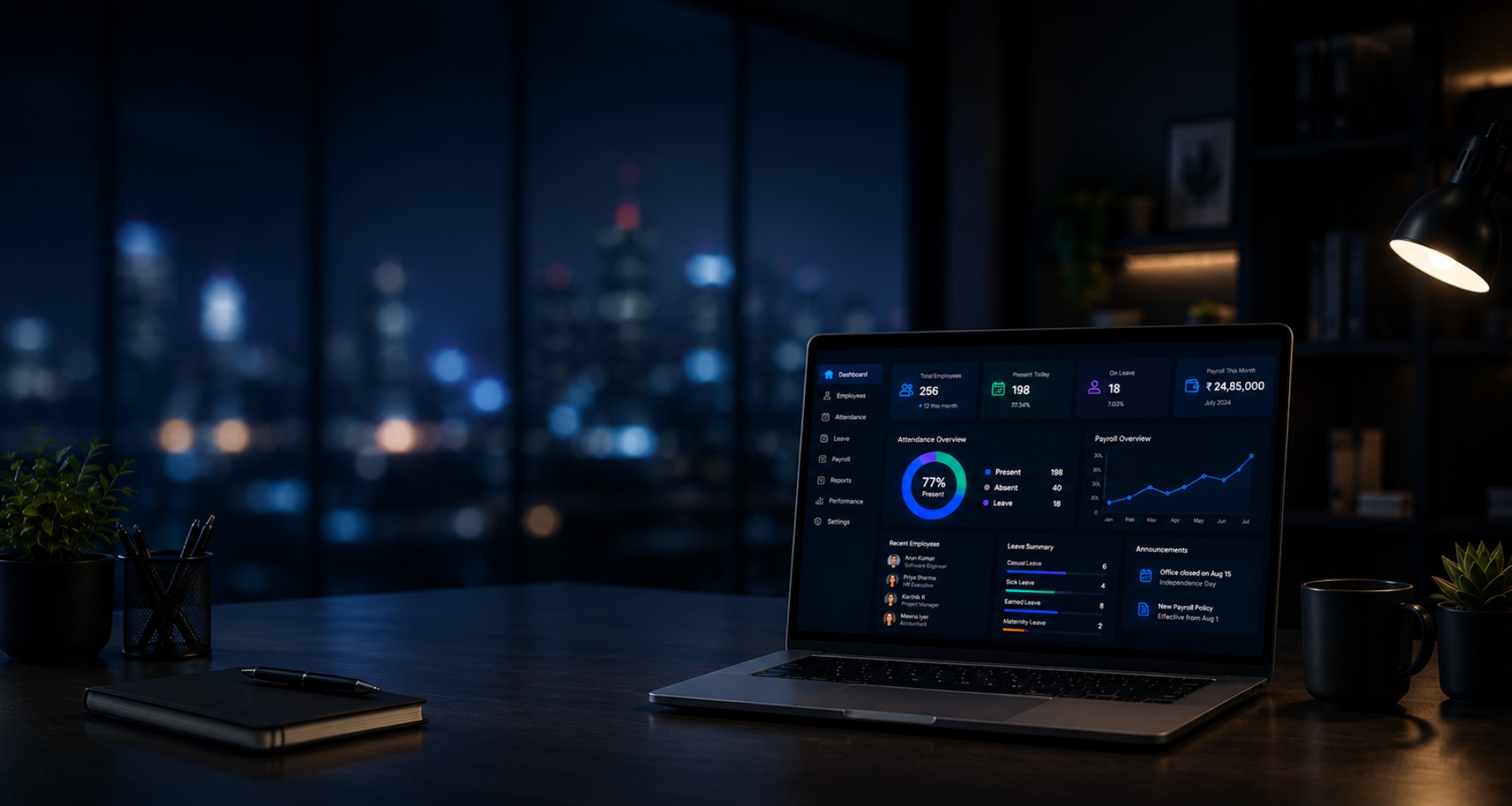 Cloud HRMS and Payroll Software Dashboard